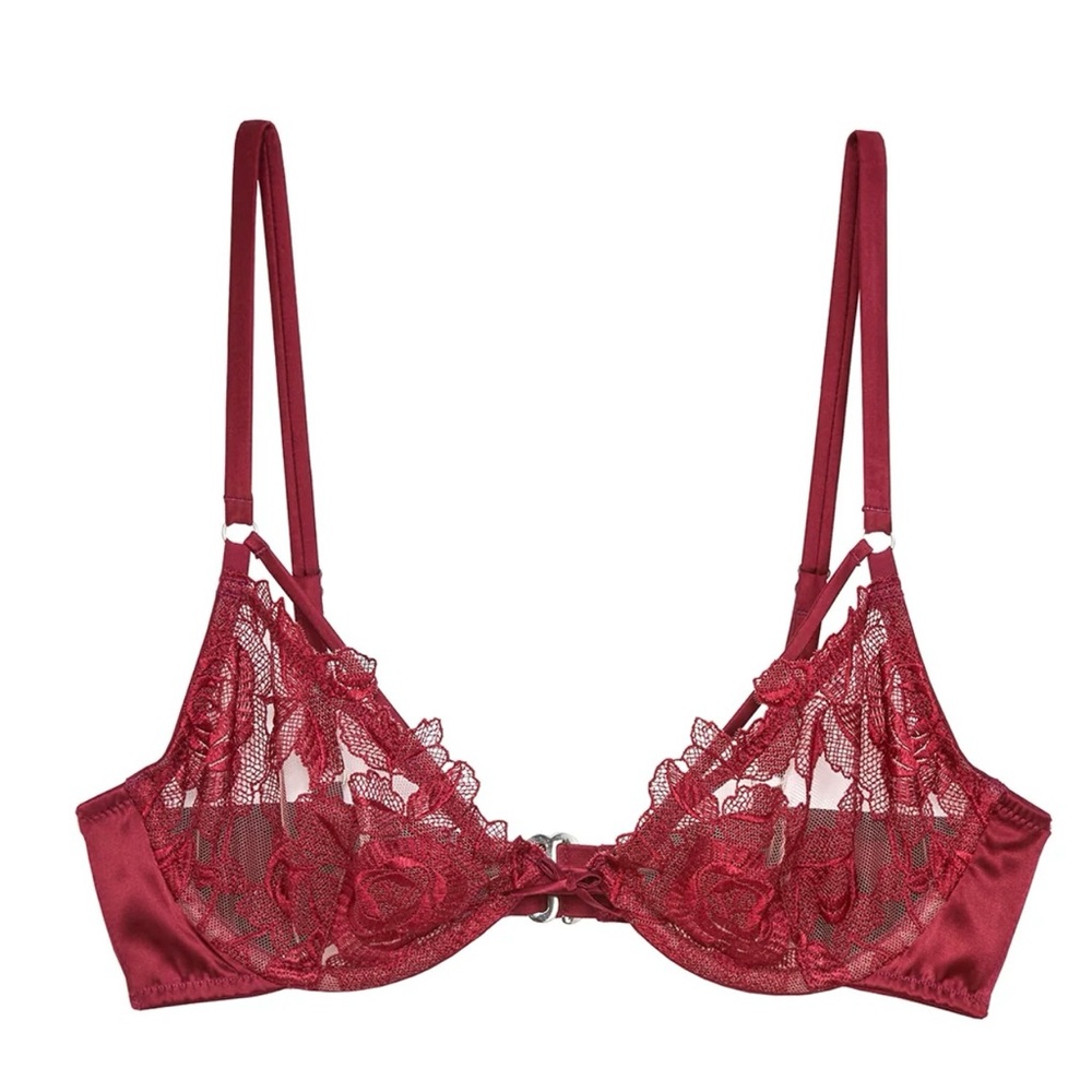 FLEUR DU MAL Rose Embroidery Demi Bra